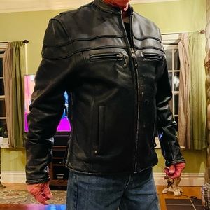 Mens Wilda black leather riding jacket